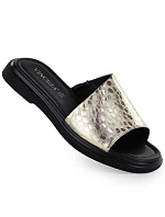 Dámské zlaté kožené žabky Vinceza 66914