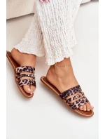 Ploché Dámské Pantofle Se Zlatým Detalem Leopard Noroti