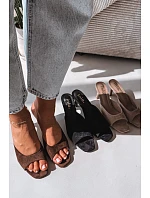 Dámské pantofle na tenkém podpatku Čokoládové Revina