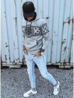 Pánská šedá mikina s potiskem FashionStreet BX5309 Pánská šedá mikina s potiskem FashionStreet BX5309