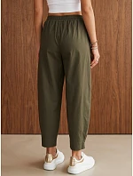 Dámské joggerové kalhoty s gumou v pase, olivově zelené, FashionStreet UY3167