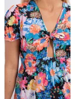 Květinové šaty s výstřihem do V černé Květinové šaty s výstřihem do V černé