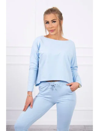 Souprava s oversize halenkou modré barvy Souprava s oversize halenkou modré barvy