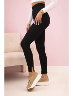 Dámské bavlněné kalhoty s oděvy a gumou v pase grafitové