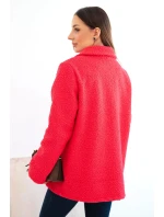 Dámská bunda z měkkého beránka s límcem fuchsie