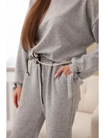 Dámský komplet z viskózy s mašlemi máslový šedý