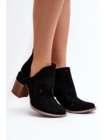 Dámské černé kozačky s výšivkou na podpatku Niartima