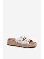 Dámské žabky s proužkovanou eko kůží bílé Zaloemi