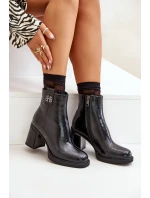 Hadí dámské botky na podpatku z přírodní kůže černé Vinceza 66670