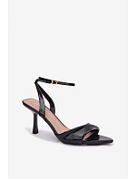 Dámské sandály na podpatku z eko kůže Černé Sedira