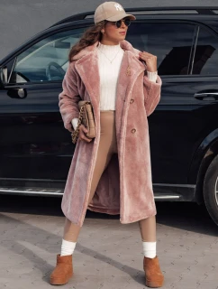 Dámský zimní kabát LUXERII dlouhý kožich růžový FashionStreet TY4689