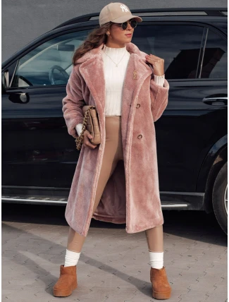 Dámský zimní kabát LUXERII dlouhý kožich růžový FashionStreet TY4689