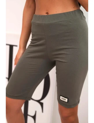 Dámský bavlněný komplet s krátkým rukávem a šortkami khaki