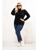 Dámský viskózový svetr Plus Size s klasickým střihem černý