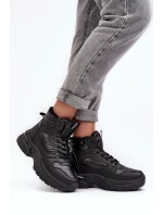 Ocieplané dámské sportovní šněrovací boty černé Dejana