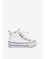 Kožené Vysoké Tenisky Dámské GOE RR2N4102 Bílé