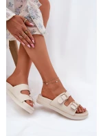 Dámské Pantofle Se Zlatými Přezkami Béžové Sonarea