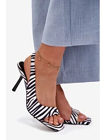 Ženské sandály na podpatku z eko semiše zebra Calvoria