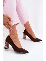 Lodičky z eko semiše na ozdobném sloupku Sergio Leone PB414 Hnědé