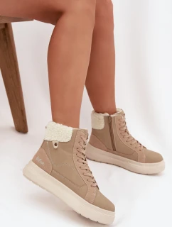 Dámské zimní boty s kožíškem Lee Cooper – béžové