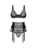 Dámský sexy set Lune Bellis 3-Pcs Crotchless černý - Obsessive