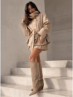 Dámské béžové semišové kozačky na vysokém podpatku FashionStreet ZY1463 Dámské béžové semišové kozačky na vysokém podpatku FashionStreet ZY1463