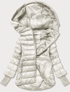 Krátká dámská bunda v barvě ecru s úpletovými stahovacími lemy (P22/P3-6636-12)