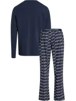 Pánské pyžamo L/S PANT SET 000NM2184E GVB tm. modré - Calvin Klein