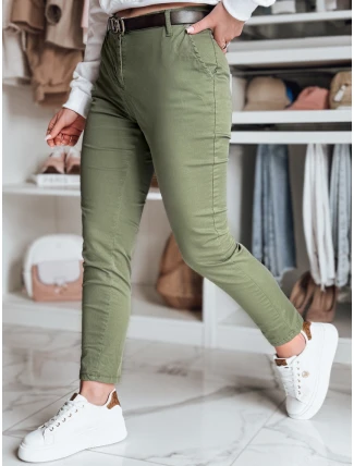 Dámské kalhoty chinos s páskem LINESKA khaki FashionStreet UY2575