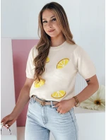 Dámský oversize svetr s citrony Lemon beige FashionStreet MY2476