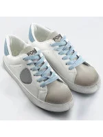 Bílo-světle modré dámské tenisky trampky z různých spojených materiálů (1088)