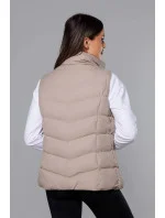 Tmavě béžová péřová dámská vesta (5M719-62) Tmavě béžová péřová dámská vesta (5M719-62)