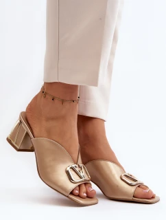 Elegantní dámské sandály na podpatku Laura Messi 2771 zlaté