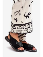 Dámské sandály na plochém podpatku s ozdobou černé Setorina