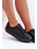 Ekologické Kožené Tenisky Dámské Na Platformě Big Star RR274299 Černé