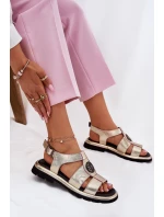 Kožené dámské sandály lakované s ozdobným detailem Artiker 56C0691 černé