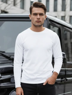 FashionStreet pánské bílé tričko s dlouhým rukávem LX0579