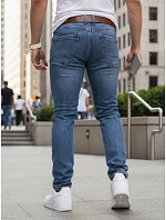 Pánské džínové kalhoty slim fit s páskem modré FashionStreet UX4490