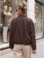 Dámská oversize přechodová bunda s límcem, čokoládová, FashionStreet TY6089 Dámská oversize přechodová bunda s límcem, čokoládová, FashionStreet TY6089