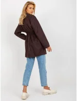 Tmavě hnědý tenký dámský kabát - sako (509128)