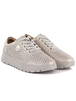 Dámské zlaté prolamované kožené polobotky Vinceza 79629