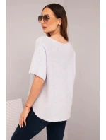 Dámská svetr s krátkým rukávem a výstřihem do V šedá