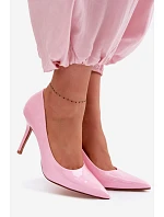 Klasické lakované lodičky z umělé kůže růžové Odira
