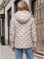 Dámská prošívaná bunda s kapucí, světle šedá, FashionStreet TY5867 Dámská prošívaná bunda s kapucí, světle šedá, FashionStreet TY5867