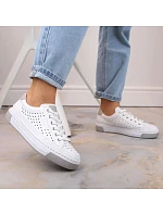 Rieker W RKR642 bílá kožená prolamovaná obuv