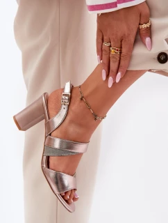 Dámské Sandály Na Podpatku Sergio Leone SK866 Růžové Zlato