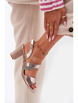 Dámské Sandály Na Podpatku Sergio Leone SK866 Růžové Zlato