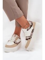 Dámské Tenisky Na Platformě Big Star SS274357 Leopardí Bílá-Bežová