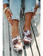 Loafersy Mokasyny Dámské Ploché V Látách Hnědo-Bílé Soreline