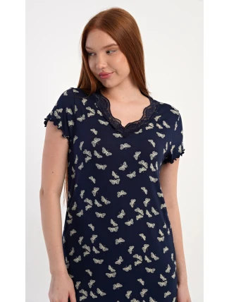 Dámská noční košile s krátkým rukávem Motýlci